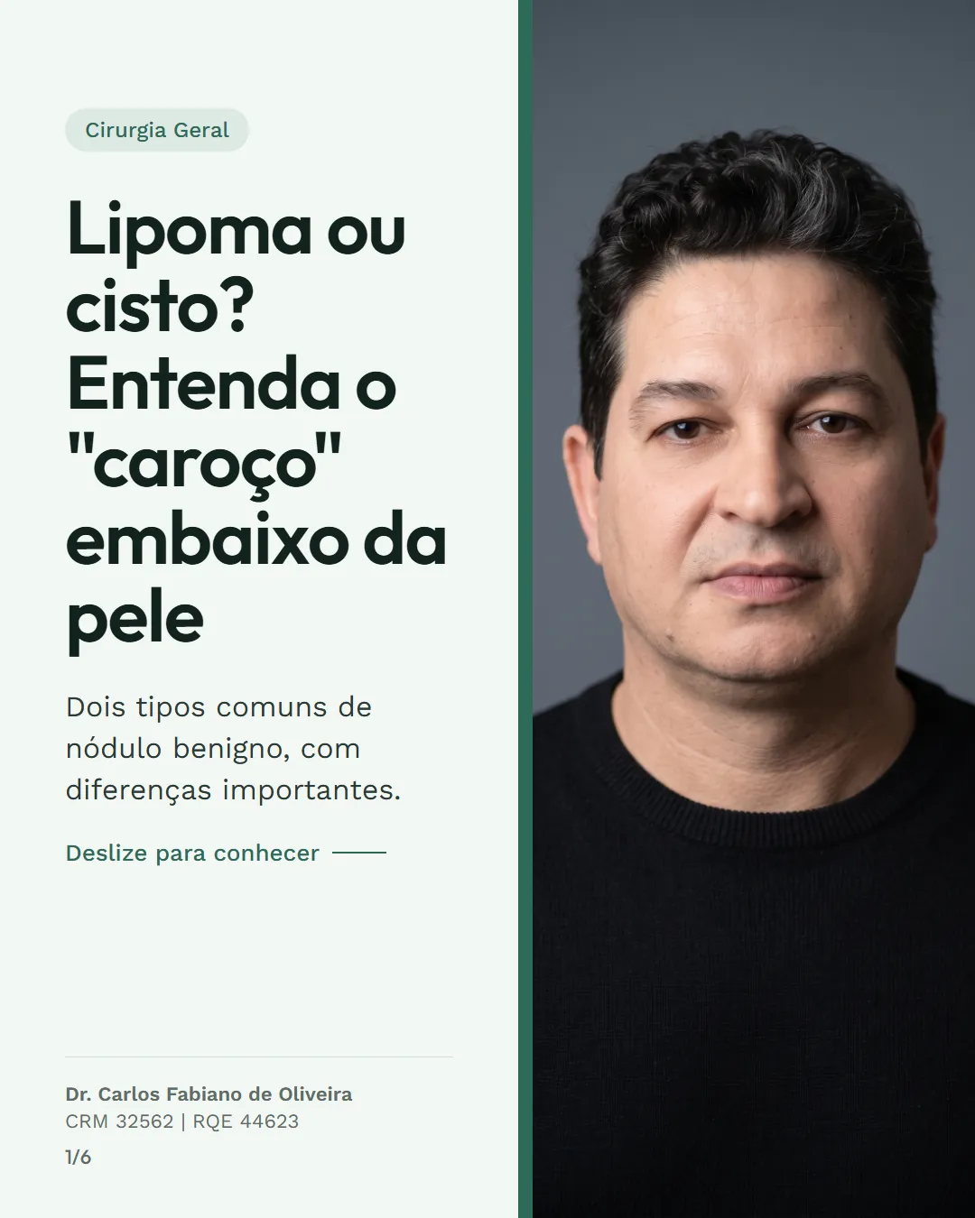 Capa do carrossel "Lipoma ou cisto? Entenda o caroço embaixo da pele", de Dr. Carlos Fabiano